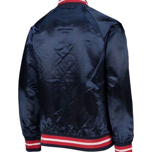 New England Patriots size XLNavy Satin Raglan Full-Snap Jacket - Picture 3 of 12